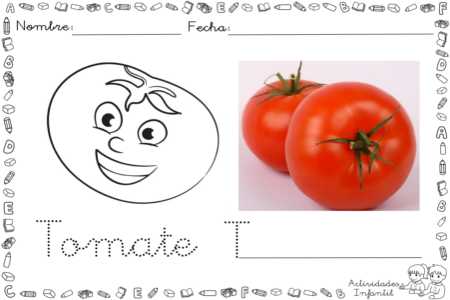 Ficha tomate divertido para colorear