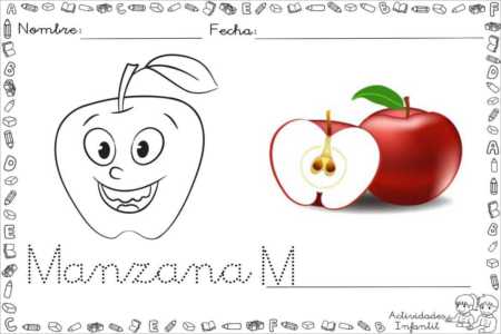 Ficha manzana divertida para colorear