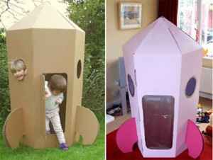 cohete de carton reciclado