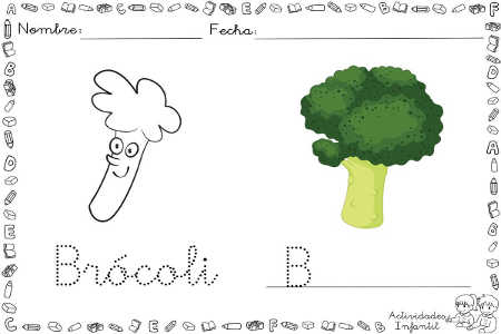 Brécol o brócoli divertido para colorear Ficha Brécol o brócoli para colorear