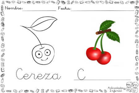 cereza divertido para colorear Ficha cereza para colorear