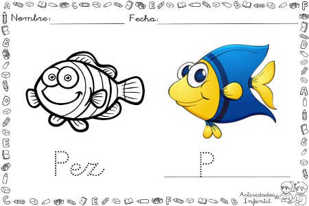 Pez para colorear, dibujo pez