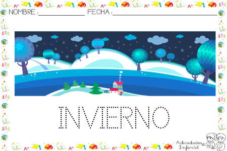 Ficha para trabajar las estaciones, el invierno en mayúsculas