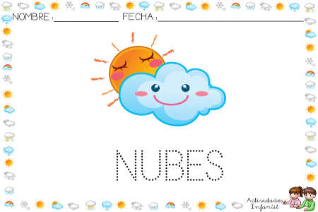 Ficha para trabajar el tiempo atmosférico, las nubes mayúsculas